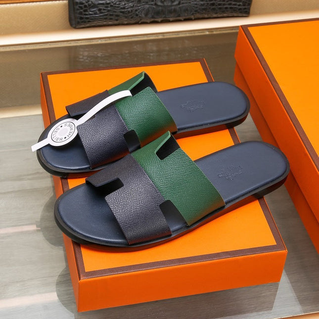 HM IZMIR SANDAL BLACK AND DARK GREEN LAMBSKIN