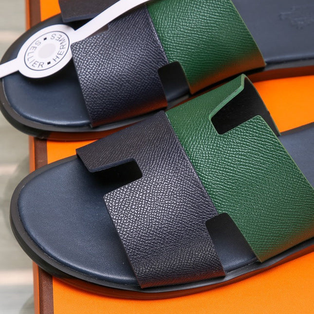 HM IZMIR SANDAL BLACK AND DARK GREEN LAMBSKIN