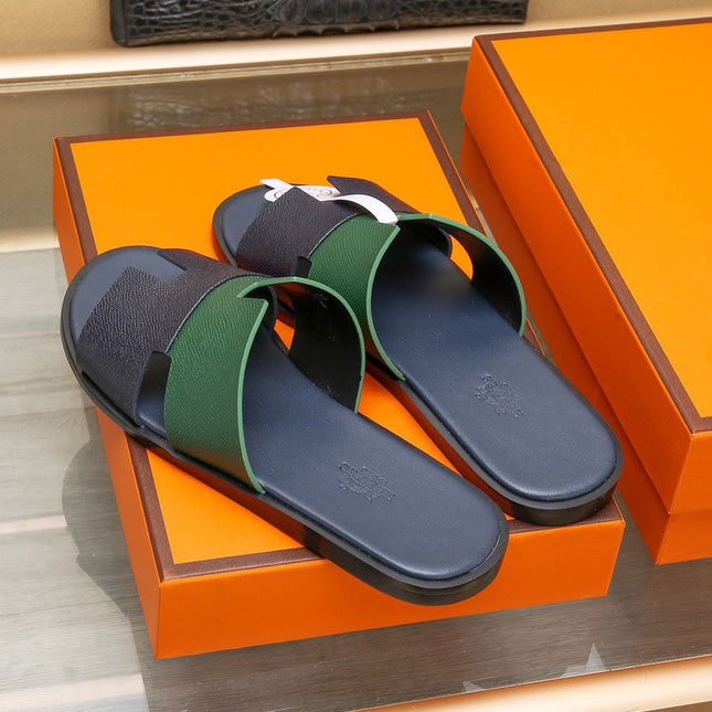 HM IZMIR SANDAL BLACK AND DARK GREEN LAMBSKIN
