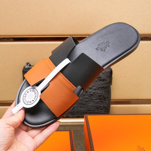 HM IZMIR SANDAL BLACK AND TIGER LAMBSKIN
