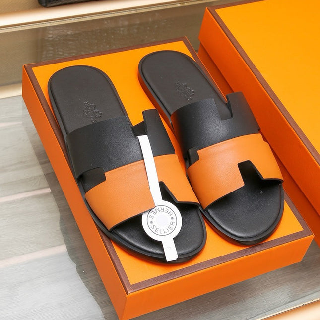 HM IZMIR SANDAL BLACK AND TIGER LAMBSKIN
