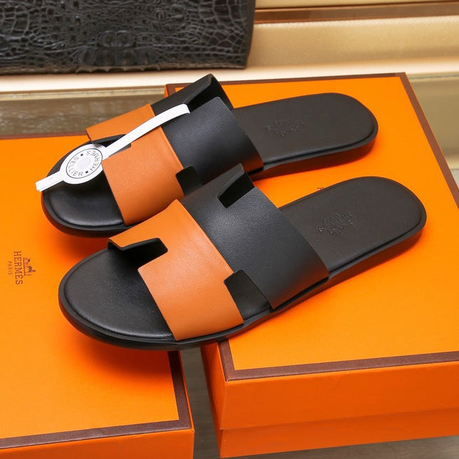 HM IZMIR SANDAL BLACK AND TIGER LAMBSKIN