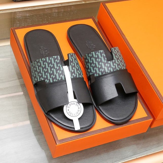 HM IZMIR SANDAL BLACK AND SAPPHIRE CALFSKIN