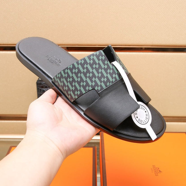 HM IZMIR SANDAL BLACK AND SAPPHIRE CALFSKIN