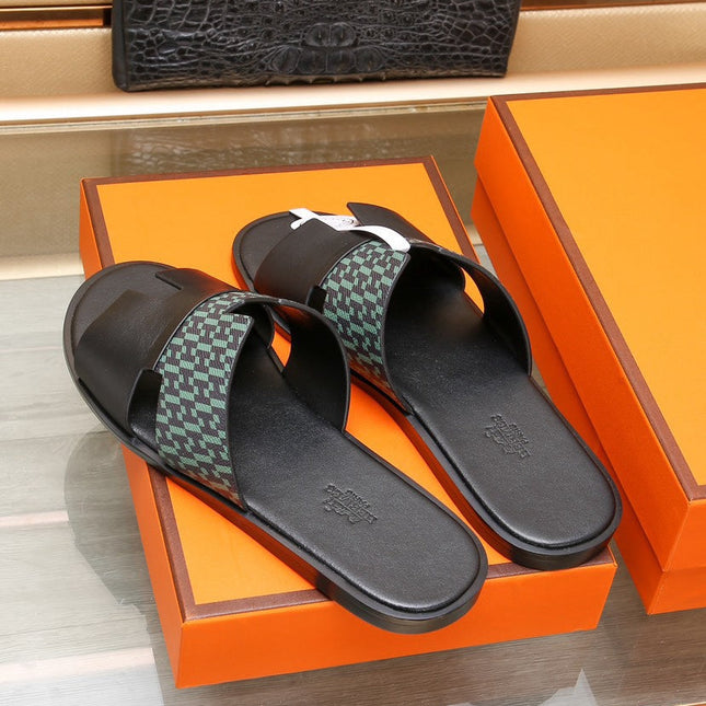 HM IZMIR SANDAL BLACK AND SAPPHIRE CALFSKIN