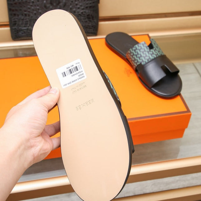 HM IZMIR SANDAL BLACK AND SAPPHIRE CALFSKIN