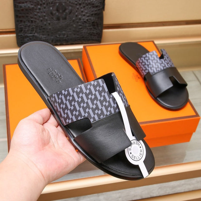 HM ORAN SANDAL BLACK AND LAVENDER CALFSKIN