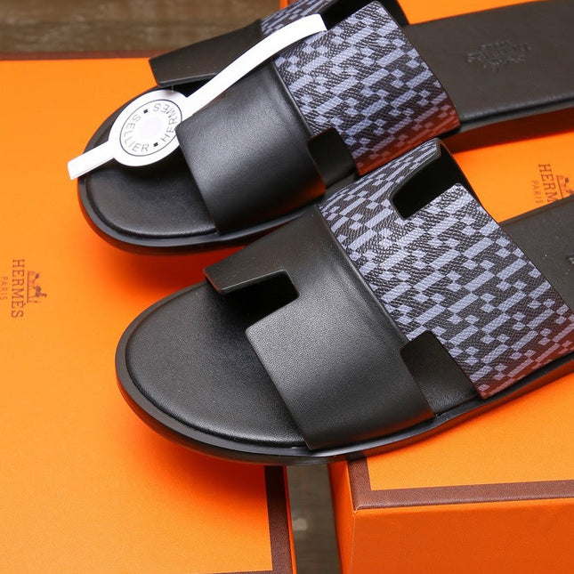 HM ORAN SANDAL BLACK AND LAVENDER CALFSKIN