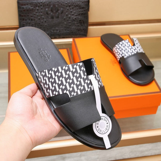 HM IZMIR SANDAL BLACK AND WHITE CALFSKIN