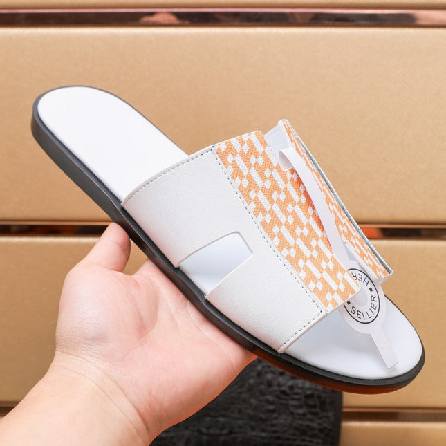 HM IZMIR SANDAL WHITE AND TANGERINE LAMBSKIN