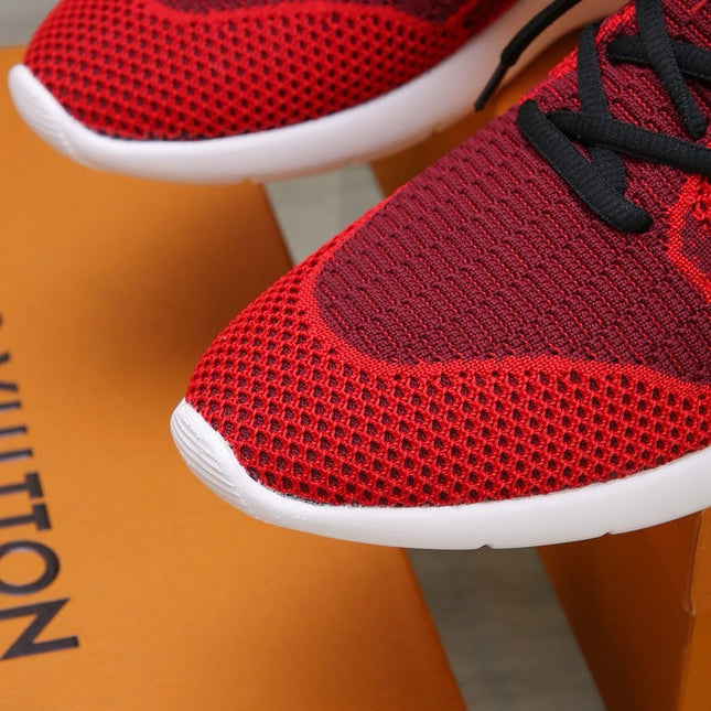 LV SNEAKERS IN CURRANT RED MESH FABRIC