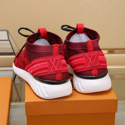 LV SNEAKERS IN CURRANT RED MESH FABRIC