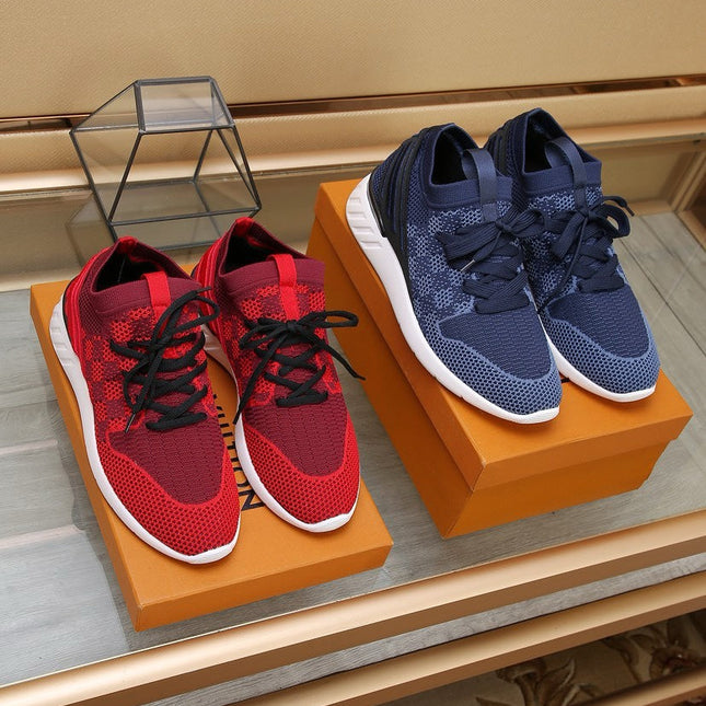 LV SNEAKERS IN COBALT BLUE MESH FABRIC