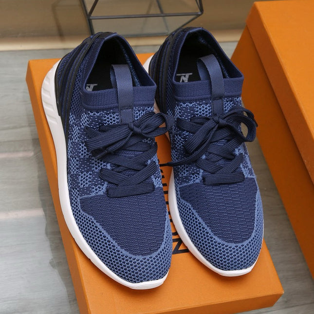 LV SNEAKERS IN COBALT BLUE MESH FABRIC