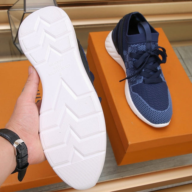 LV SNEAKERS IN COBALT BLUE MESH FABRIC