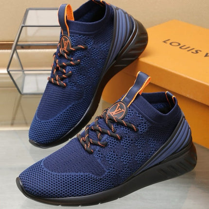 LV TRAINERS DAMIER NAVY BLUE MESH FABRIC