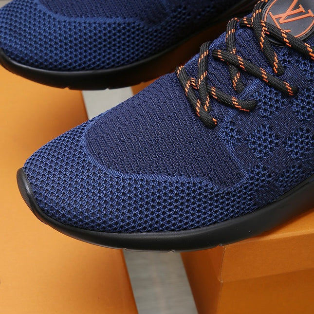 LV TRAINERS DAMIER NAVY BLUE MESH FABRIC