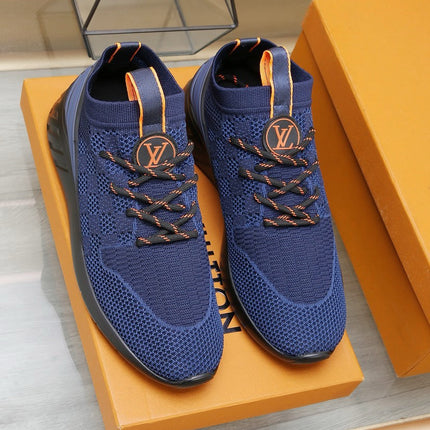LV TRAINERS DAMIER NAVY BLUE MESH FABRIC