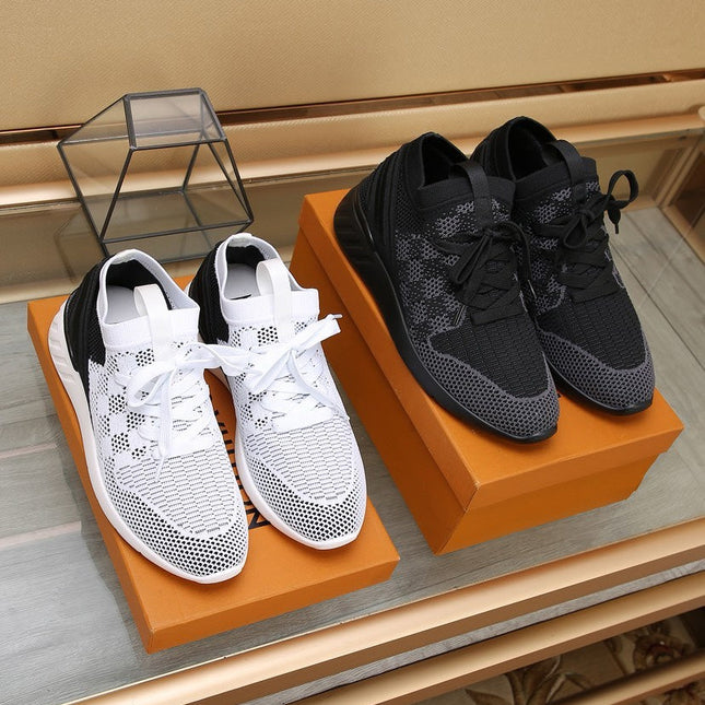 LV SNEAKERS IN BLACK AND GREY MESH FABRIC