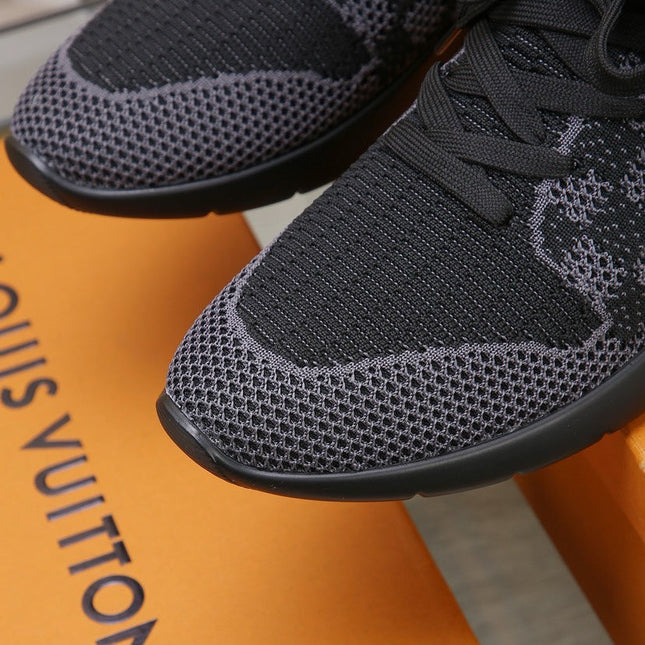 LV SNEAKERS IN BLACK AND GREY MESH FABRIC