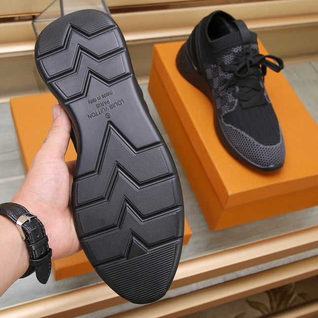 LV SNEAKERS IN BLACK AND GREY MESH FABRIC