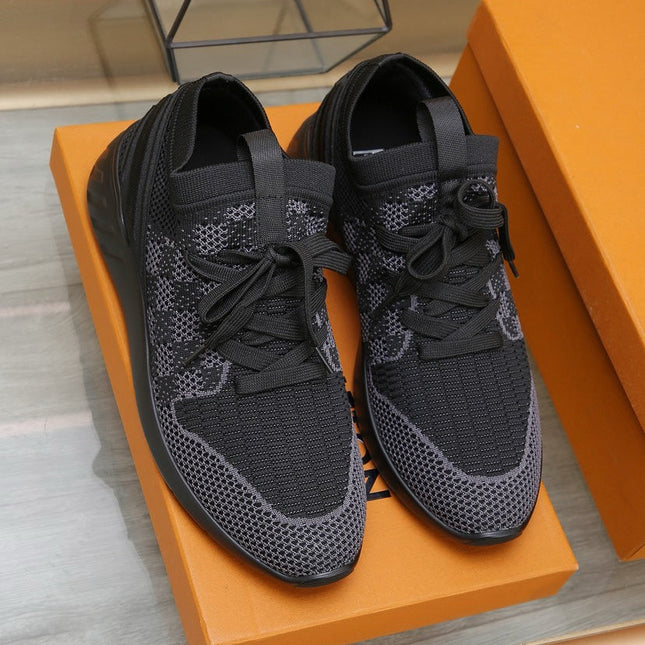 LV SNEAKERS IN BLACK AND GREY MESH FABRIC