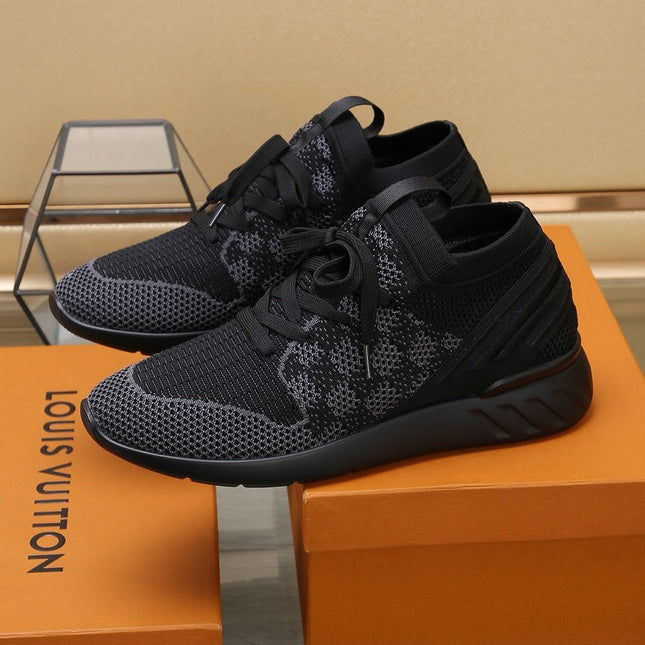 LV SNEAKERS IN BLACK AND GREY MESH FABRIC