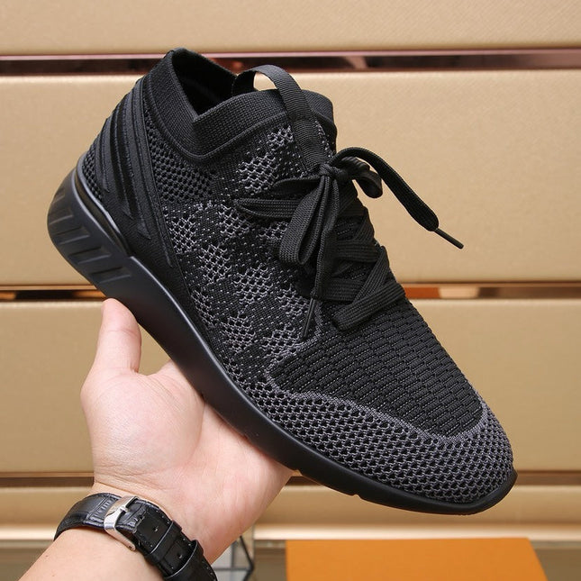 LV SNEAKERS IN BLACK AND GREY MESH FABRIC