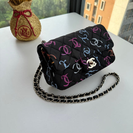 CC CLASSIC 11.12 HANDBAG BLACK MIX MULTICOLOR PRINTED FABRIC