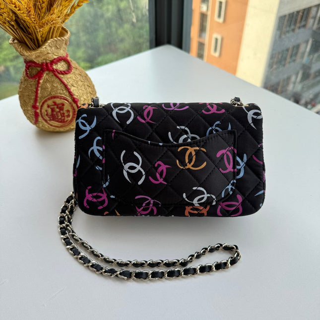 CC CLASSIC 11.12 HANDBAG BLACK MIX MULTICOLOR PRINTED FABRIC