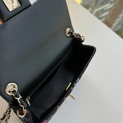 CC CLASSIC 11.12 HANDBAG BLACK MIX MULTICOLOR PRINTED FABRIC
