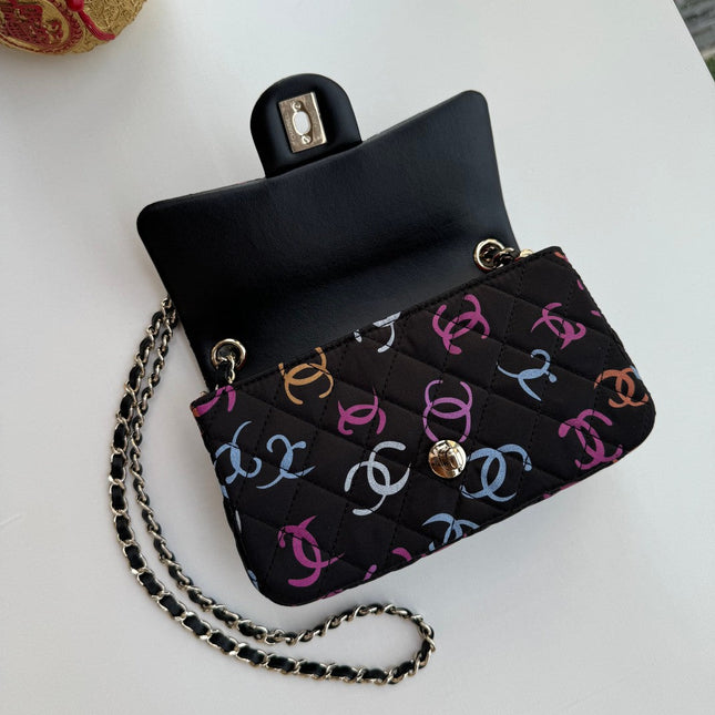 CC CLASSIC 11.12 HANDBAG BLACK MIX MULTICOLOR PRINTED FABRIC