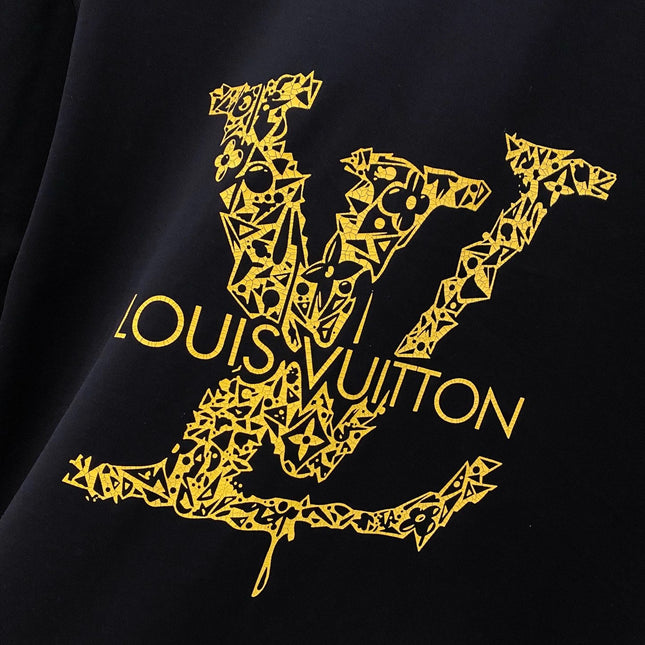 LV BLACK COTTON T-SHIRT YELLOW LOGO 238821