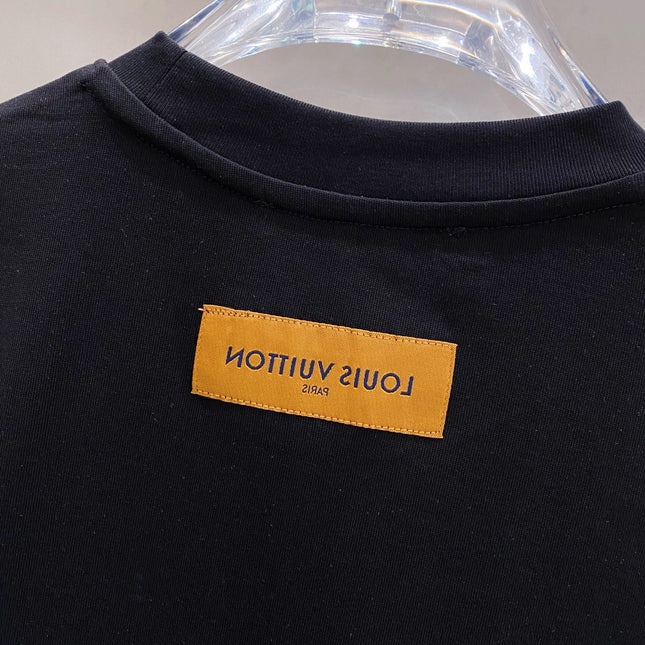 LV BLACK COTTON T-SHIRT YELLOW LOGO 238821