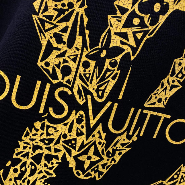LV BLACK COTTON T-SHIRT YELLOW LOGO 238821