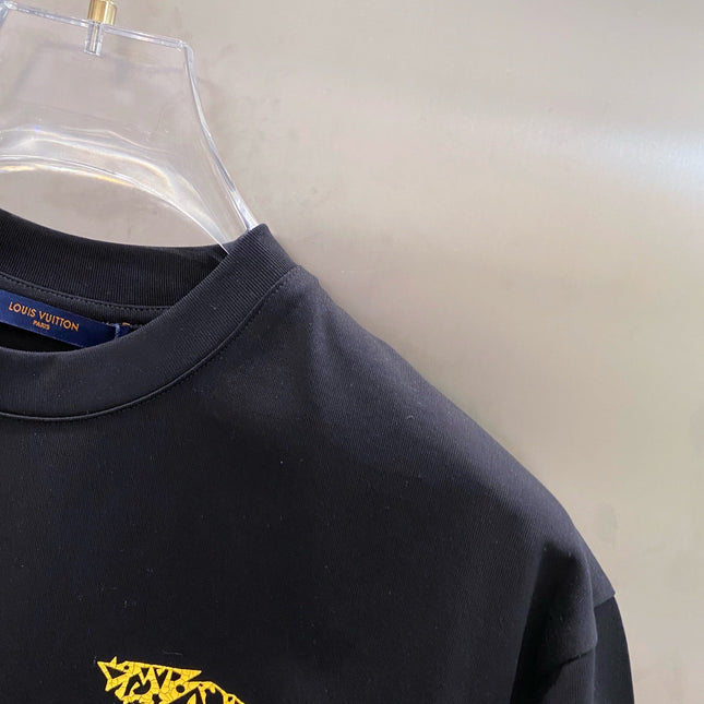 LV BLACK COTTON T-SHIRT YELLOW LOGO 238821
