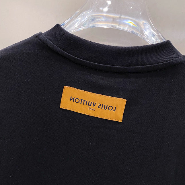 LV EMBROIDERED LOGO T-SHIRT IN BLACK COTTON 238830