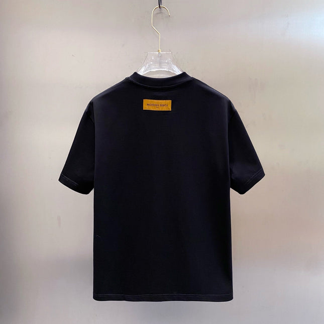 LV EMBROIDERED LOGO T-SHIRT IN BLACK COTTON 238830