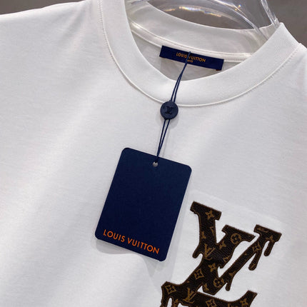 LV EMBROIDERED LOGO T-SHIRT IN WHITE COTTON 238831