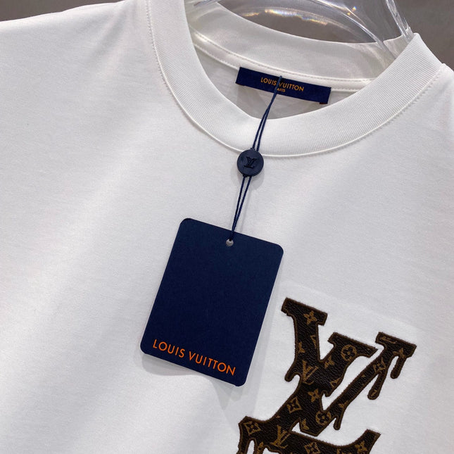 LV EMBROIDERED LOGO T-SHIRT IN WHITE COTTON 238831