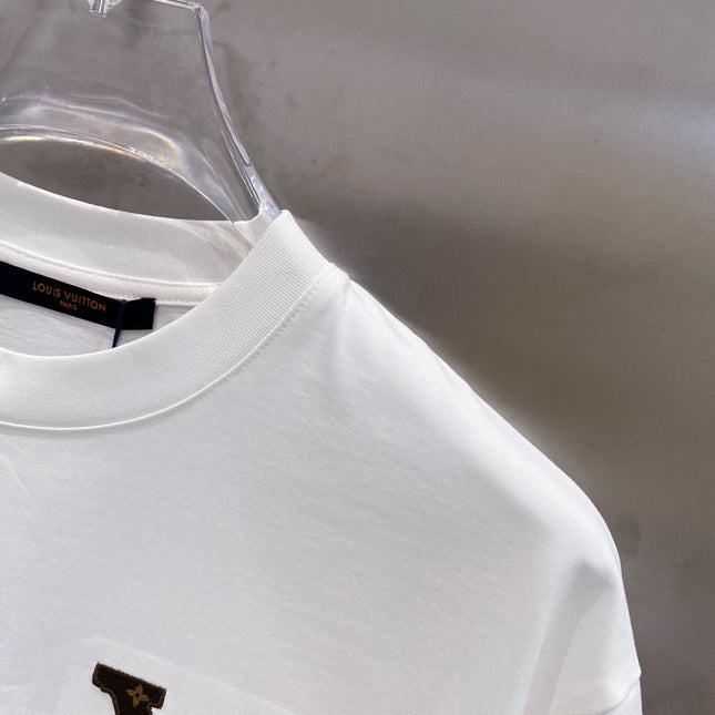 LV EMBROIDERED LOGO T-SHIRT IN WHITE COTTON 238831