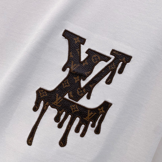 LV EMBROIDERED LOGO T-SHIRT IN WHITE COTTON 238831