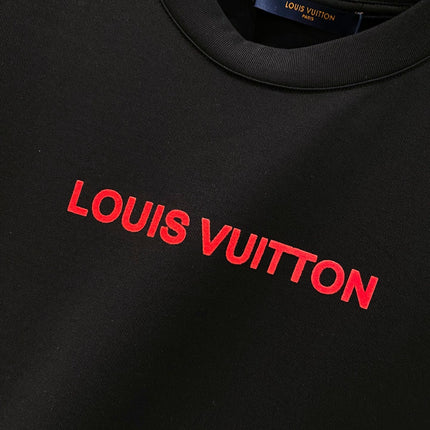 LV T-SHIRT IN BLACK COTTON RED LOGO 238833