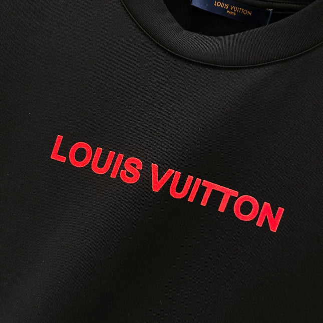 LV T-SHIRT IN BLACK COTTON RED LOGO 238833