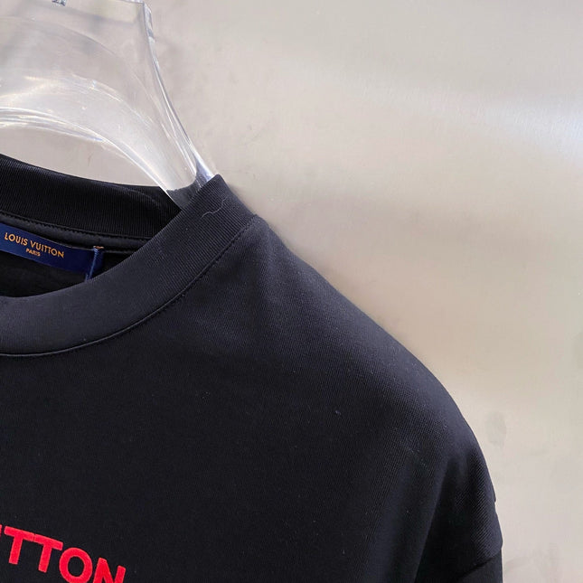 LV T-SHIRT IN BLACK COTTON RED LOGO 238833
