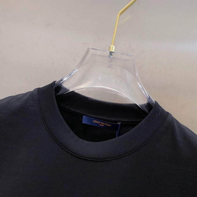 LV T-SHIRT IN BLACK COTTON RED LOGO 238833