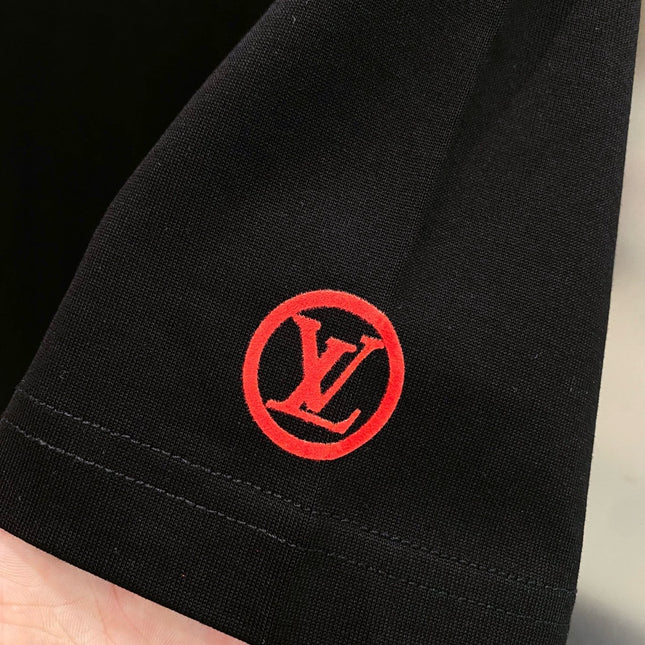 LV T-SHIRT IN BLACK COTTON RED LOGO 238833