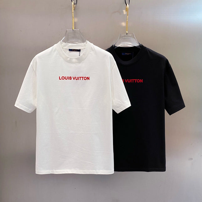 LV T-SHIRT IN WHITE COTTON RED LOGO 238834
