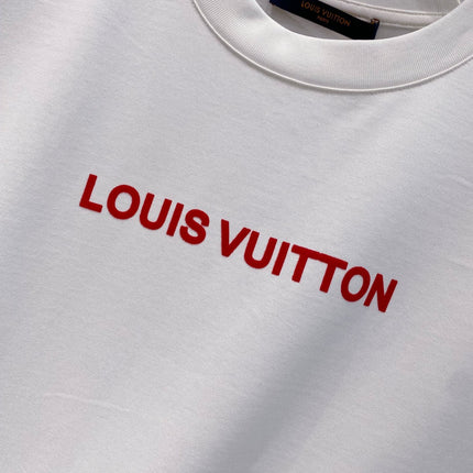 LV T-SHIRT IN WHITE COTTON RED LOGO 238834