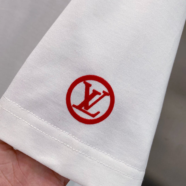 LV T-SHIRT IN WHITE COTTON RED LOGO 238834